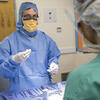Podiatric students in an operating room.